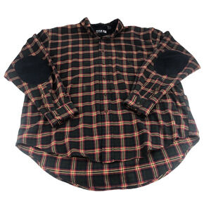 Fila Sport Mens Plaid Shirt Large Button Up Long Sleeve Elbow Patch Chest Pocket